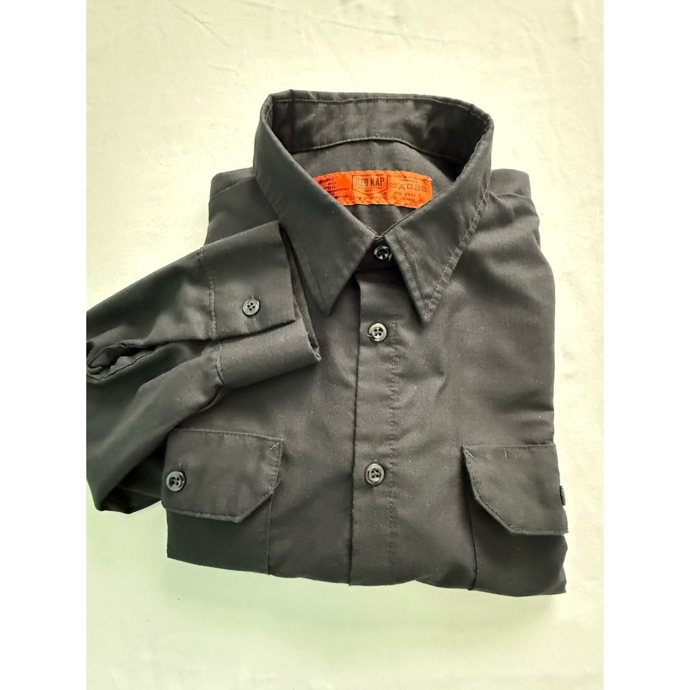 Solid Black Button Up Long Sleeve Men Xxl 2 Front Pockets Pen Slot Comfy Soft